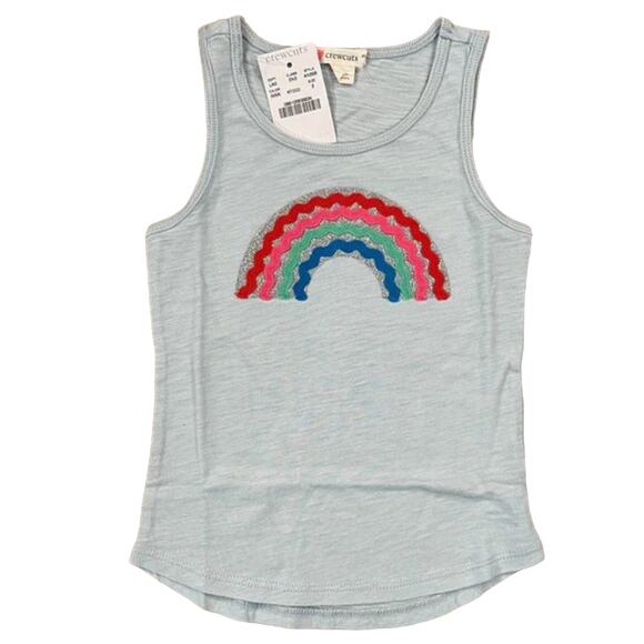 NWT J. Crew Girls' Light Blue Tank W/Rainbow Rickrack - SIZE 2 - Picture 2 of 7